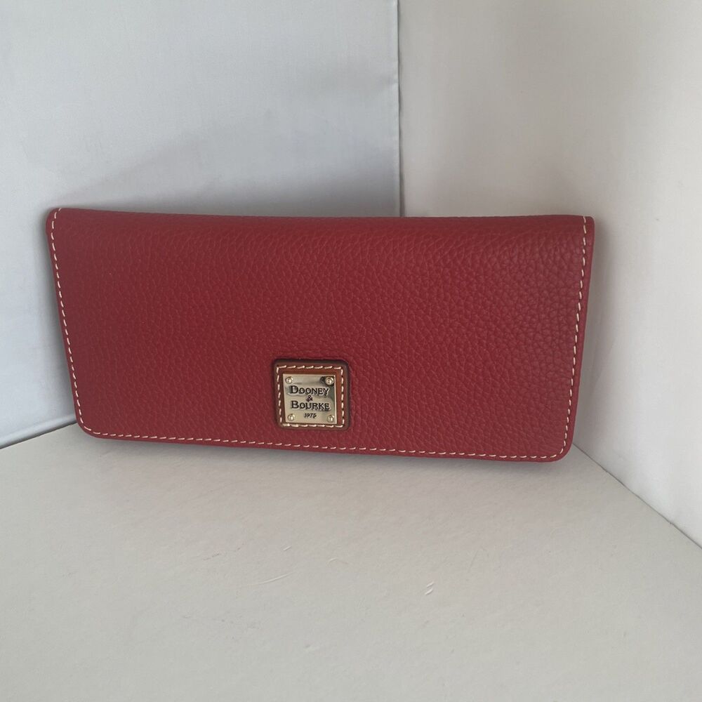 Dooney & Bourke Slim Wallet Clutch Red Pebble Grain